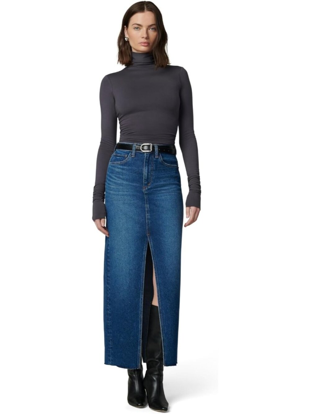 Joe's Women's The Eva High Rise Maxi Denim Skirt with Front Slit - Picture 6 of 8